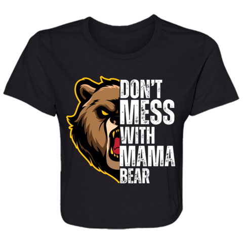 WHITE MAMA BEAR FLOWY CROPPED TEE