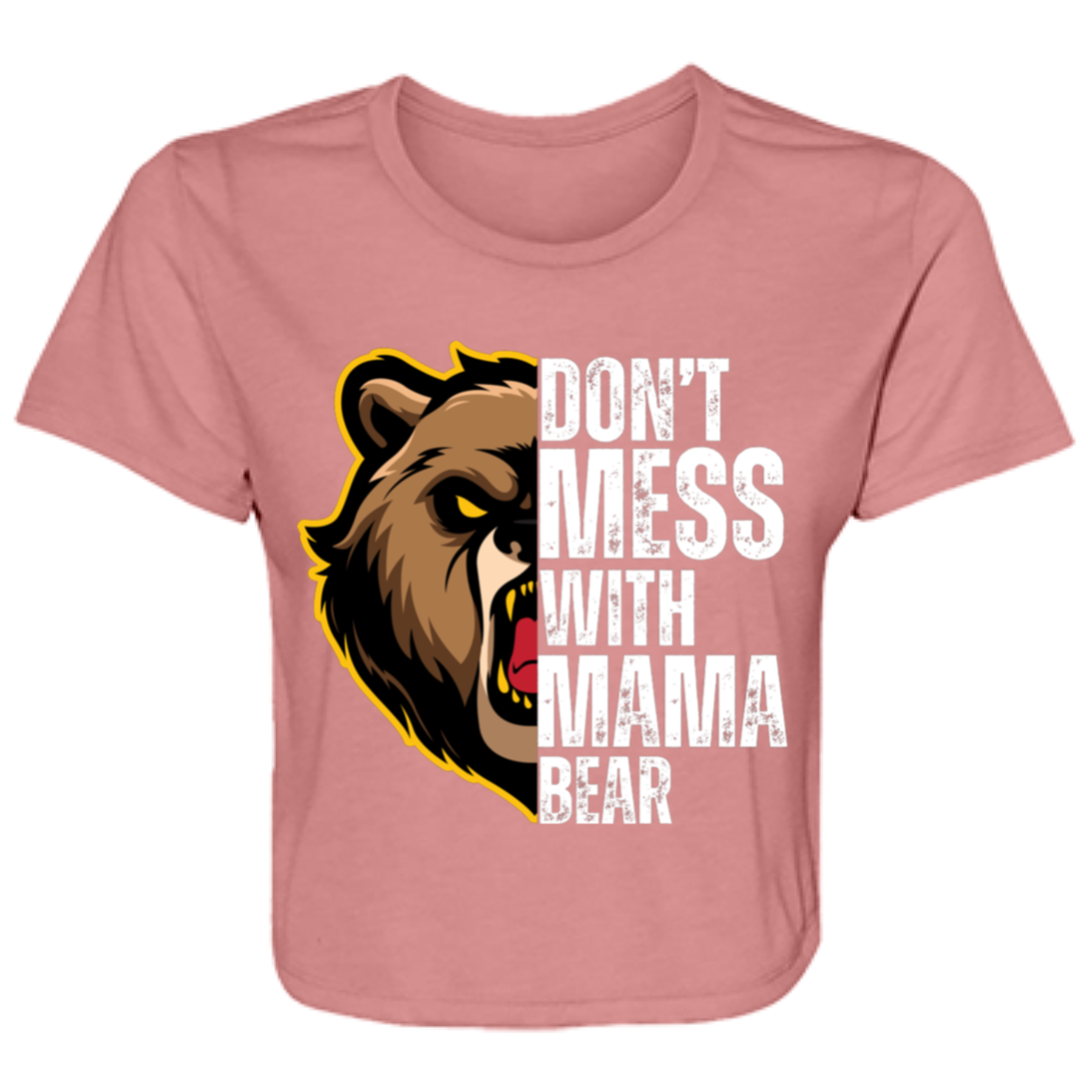 WHITE MAMA BEAR FLOWY CROPPED TEE