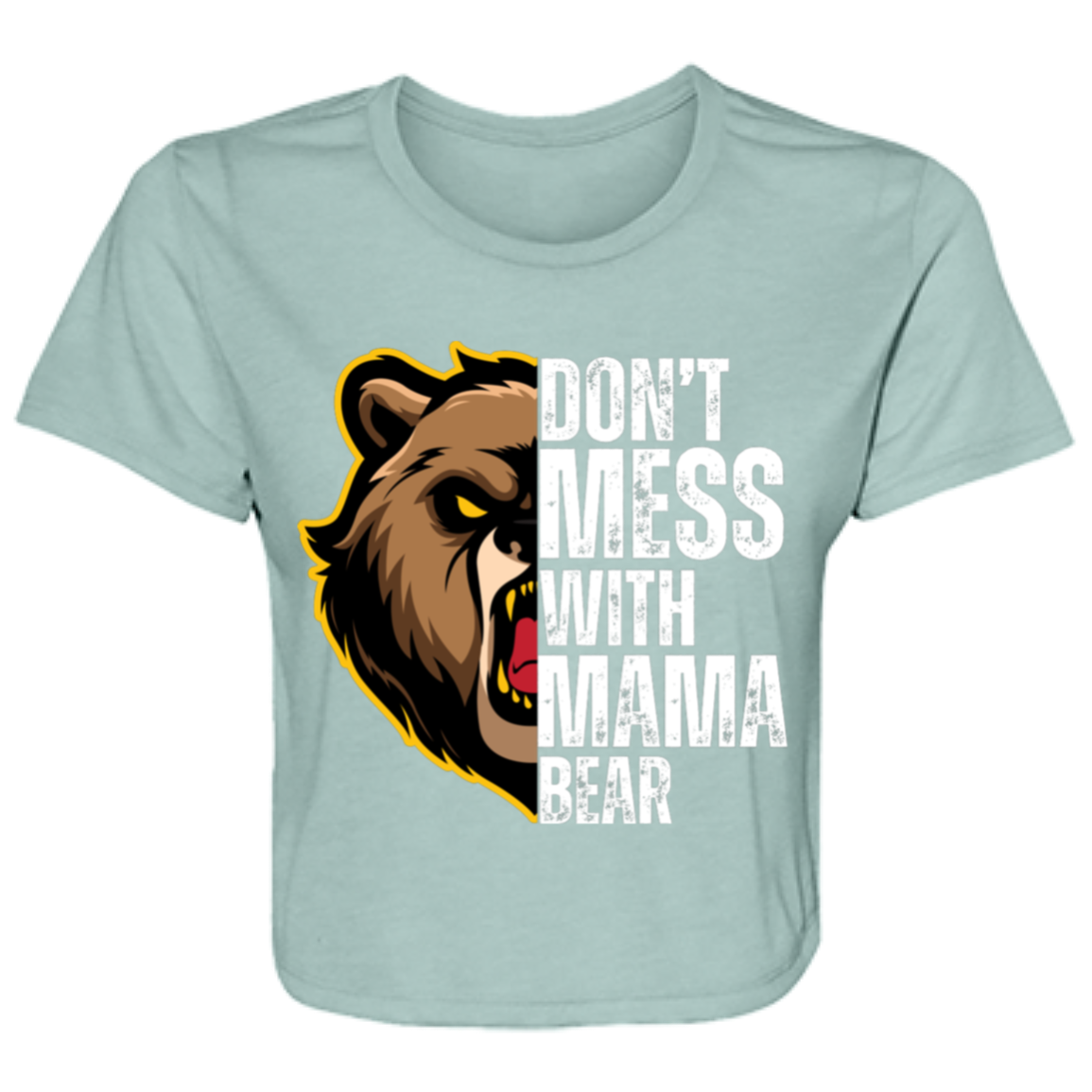 WHITE MAMA BEAR FLOWY CROPPED TEE