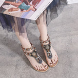 T-Strap Zip Ethnic Metal Decoration  sandals
